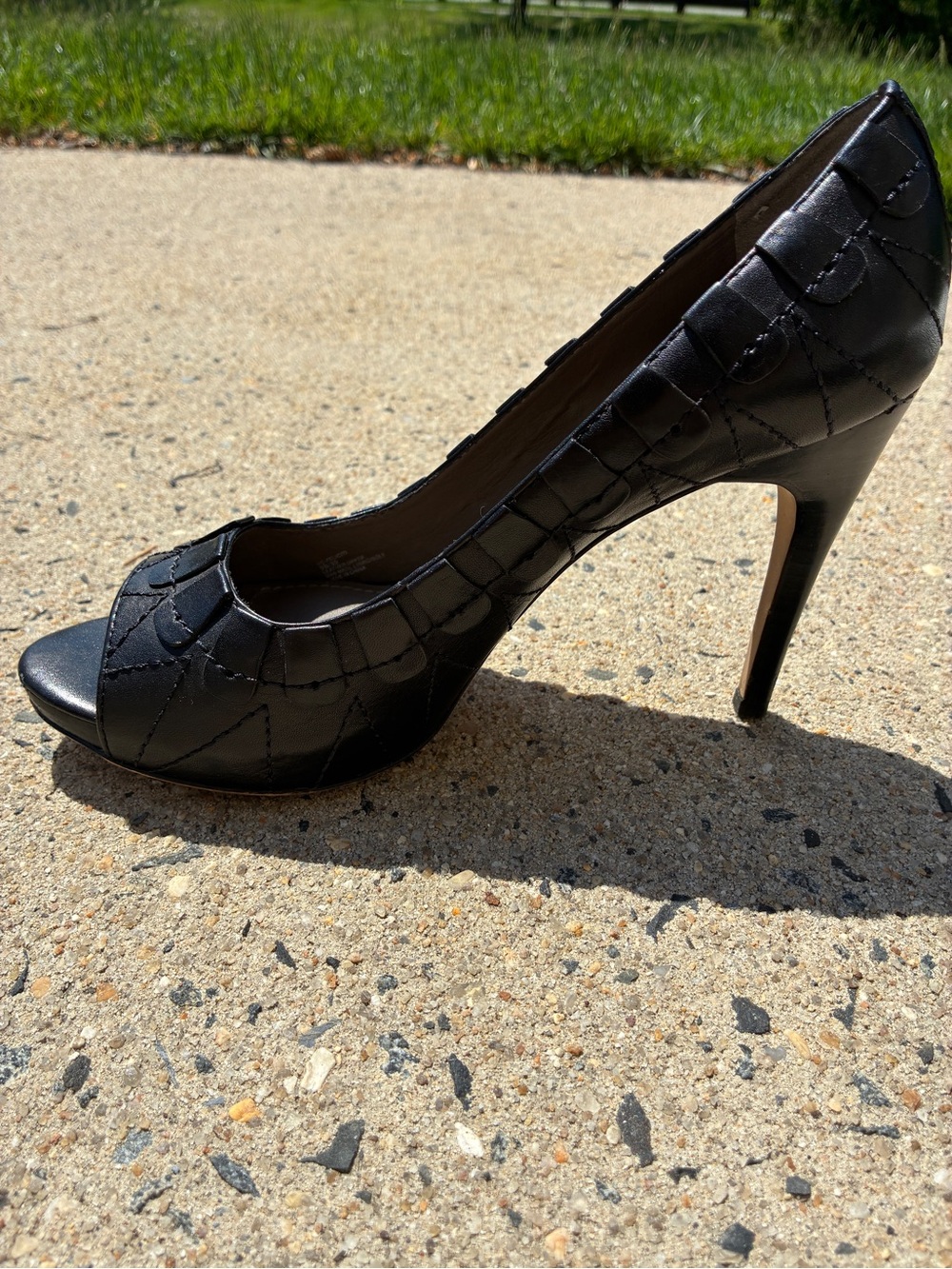 Vince Camuto Black Peep-Toe Stiletto Heel Pump